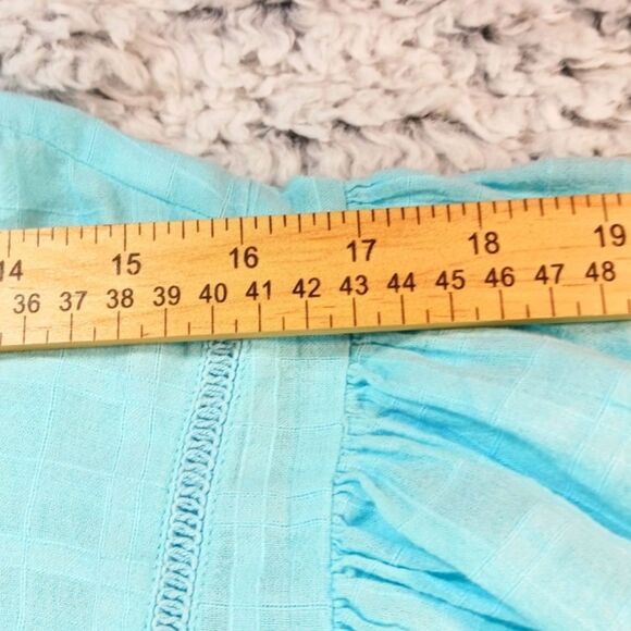 St. John's Bay Baby Doll Tunic 100% Cotton Gausy Tassel Tie Embroidered Blue XL. - Picture 6 of 10